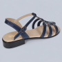Sandale dama bleumarin din piele naturala cu cusaturi albe S2BL